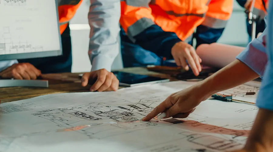 Primer plano de la reunión del equipo de ingenieros