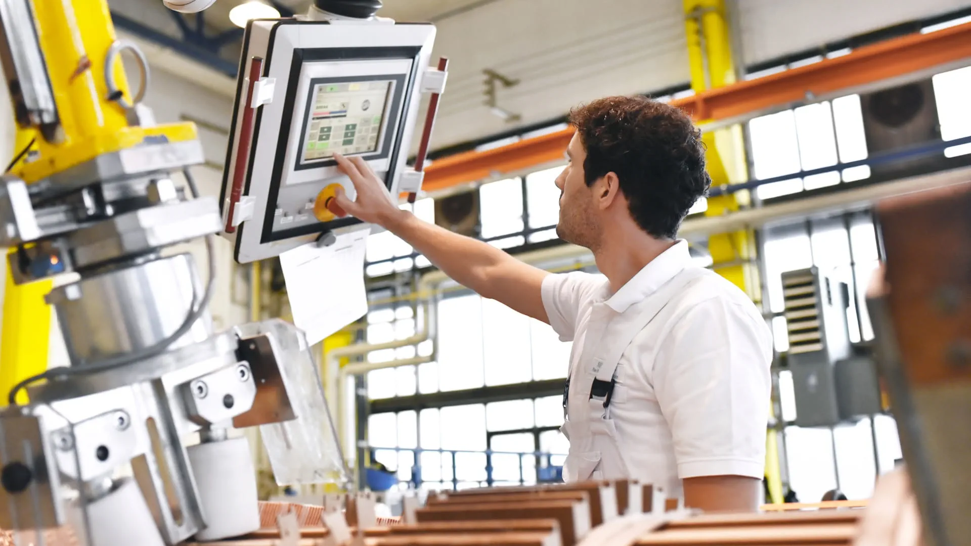 man working on a high tech machine