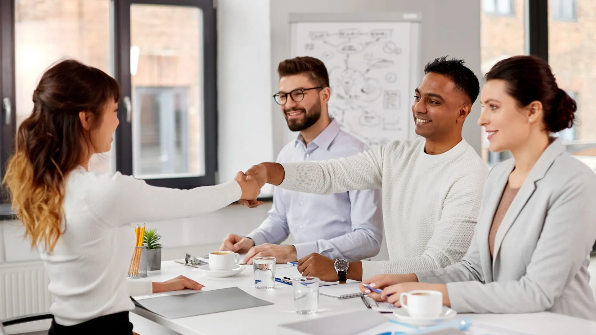 recruiter and candidate shaking hands