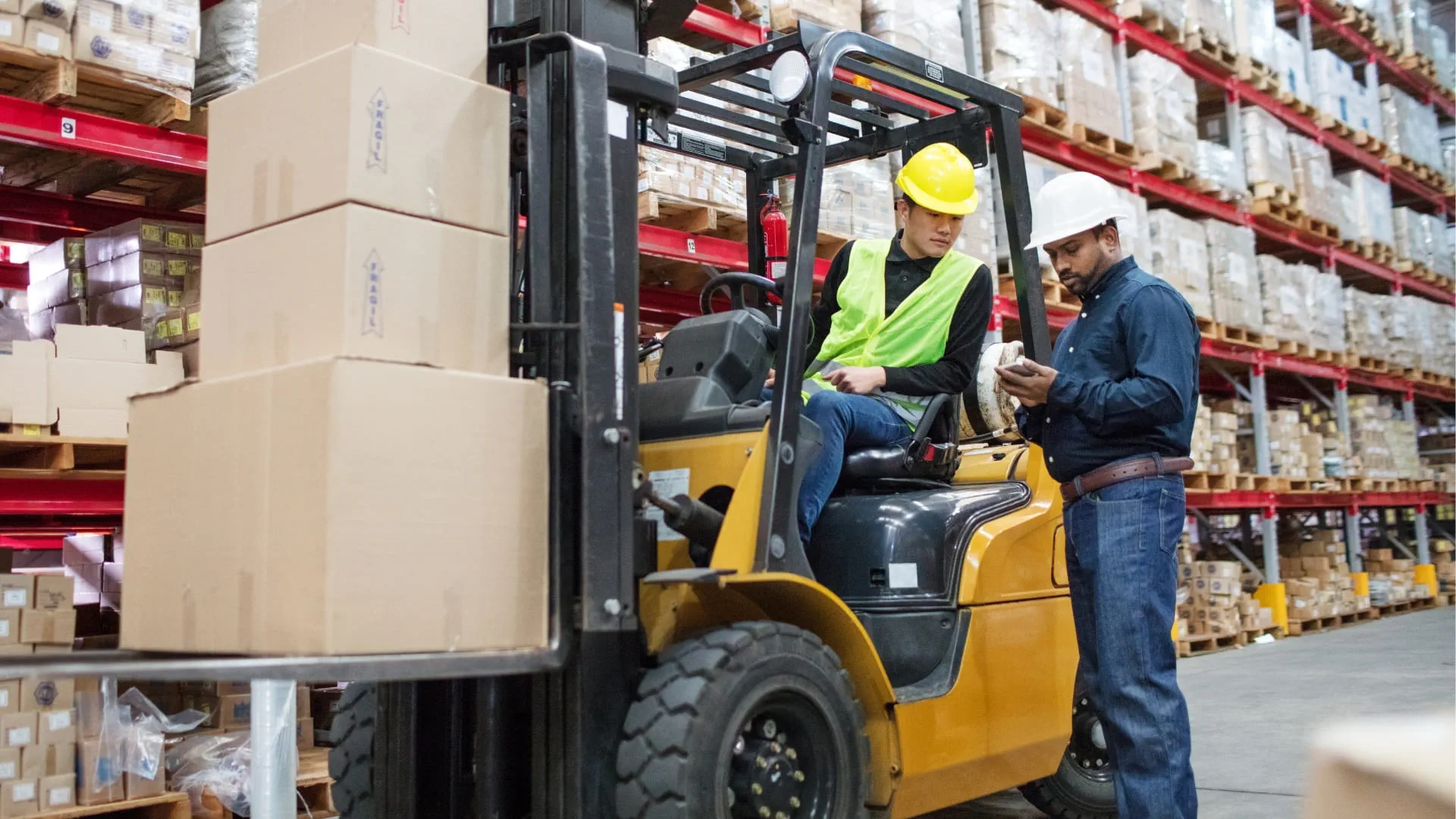 employee operating a forklift