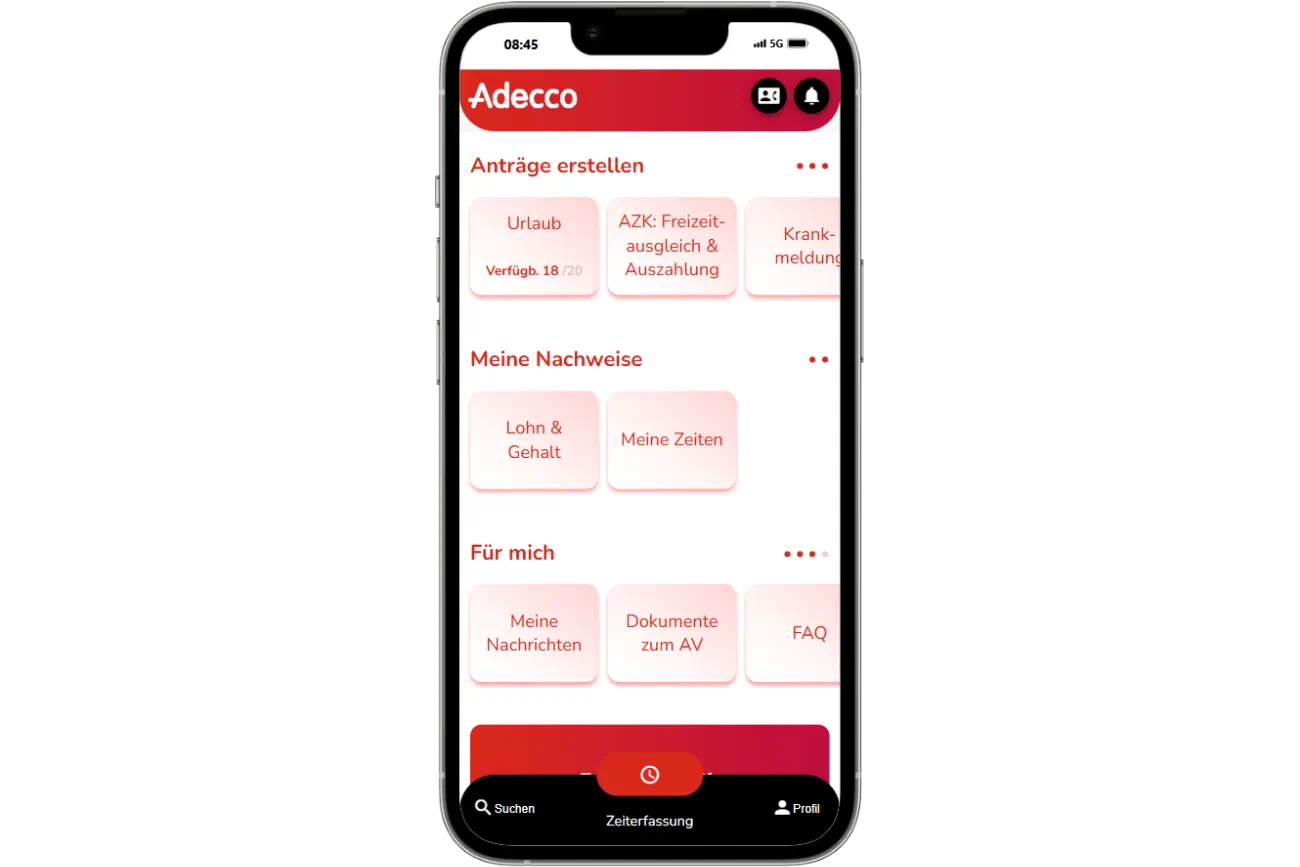 Adecco App auf dem Smartphone