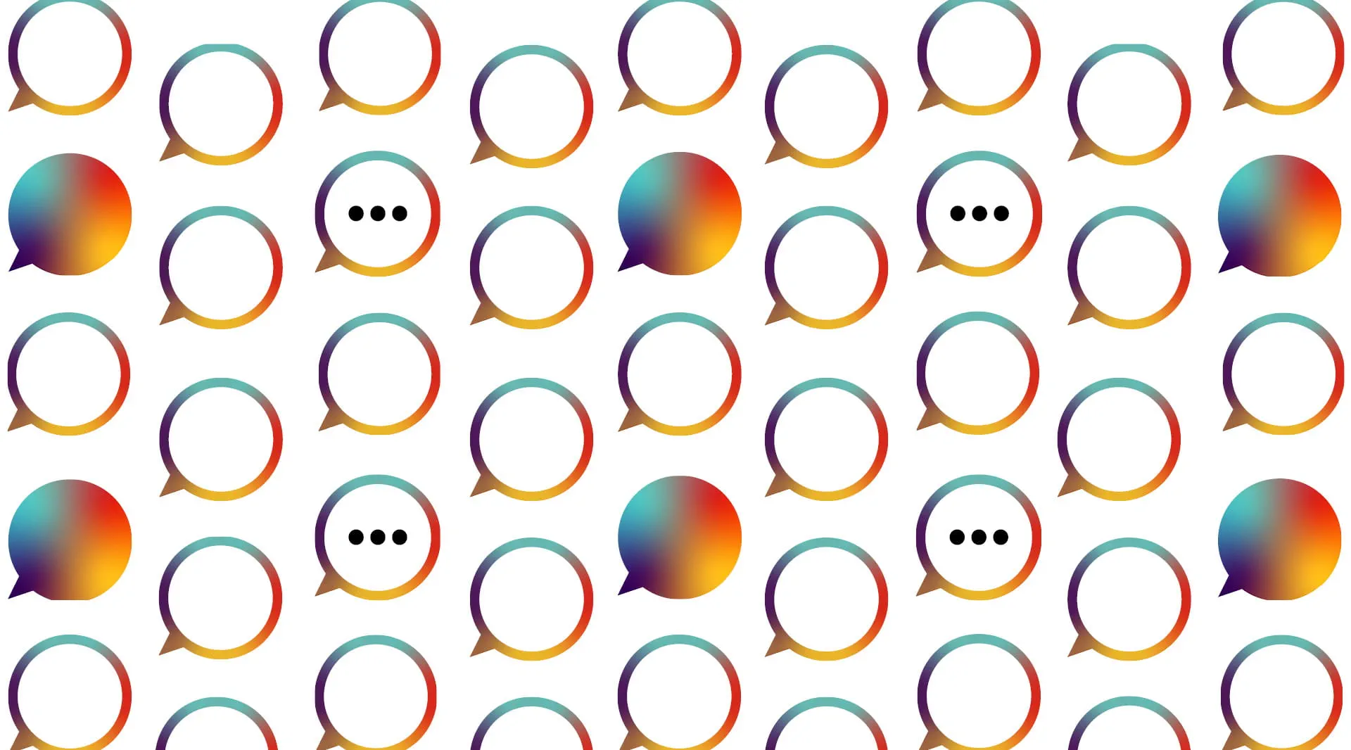 Pattern of colorful speech bubbles, some with ellipses