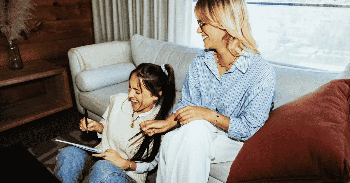 Women on sofa
