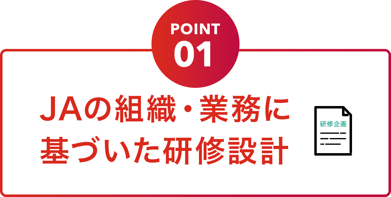 POINT01 JAの組織・業務に基づいた研修設計
