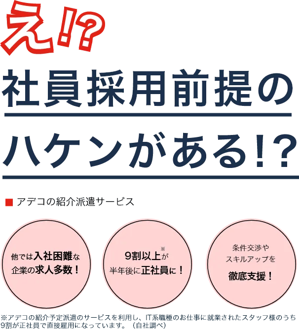 え!? 社員採用前提のハケンがあるの!? アデコの紹介予定派遣サービス