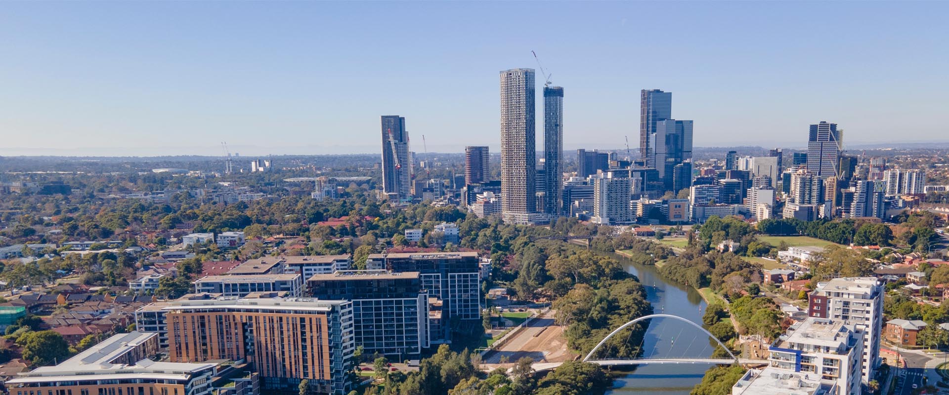 Panoramic view of Parramatta, Sydney with urban  skyline