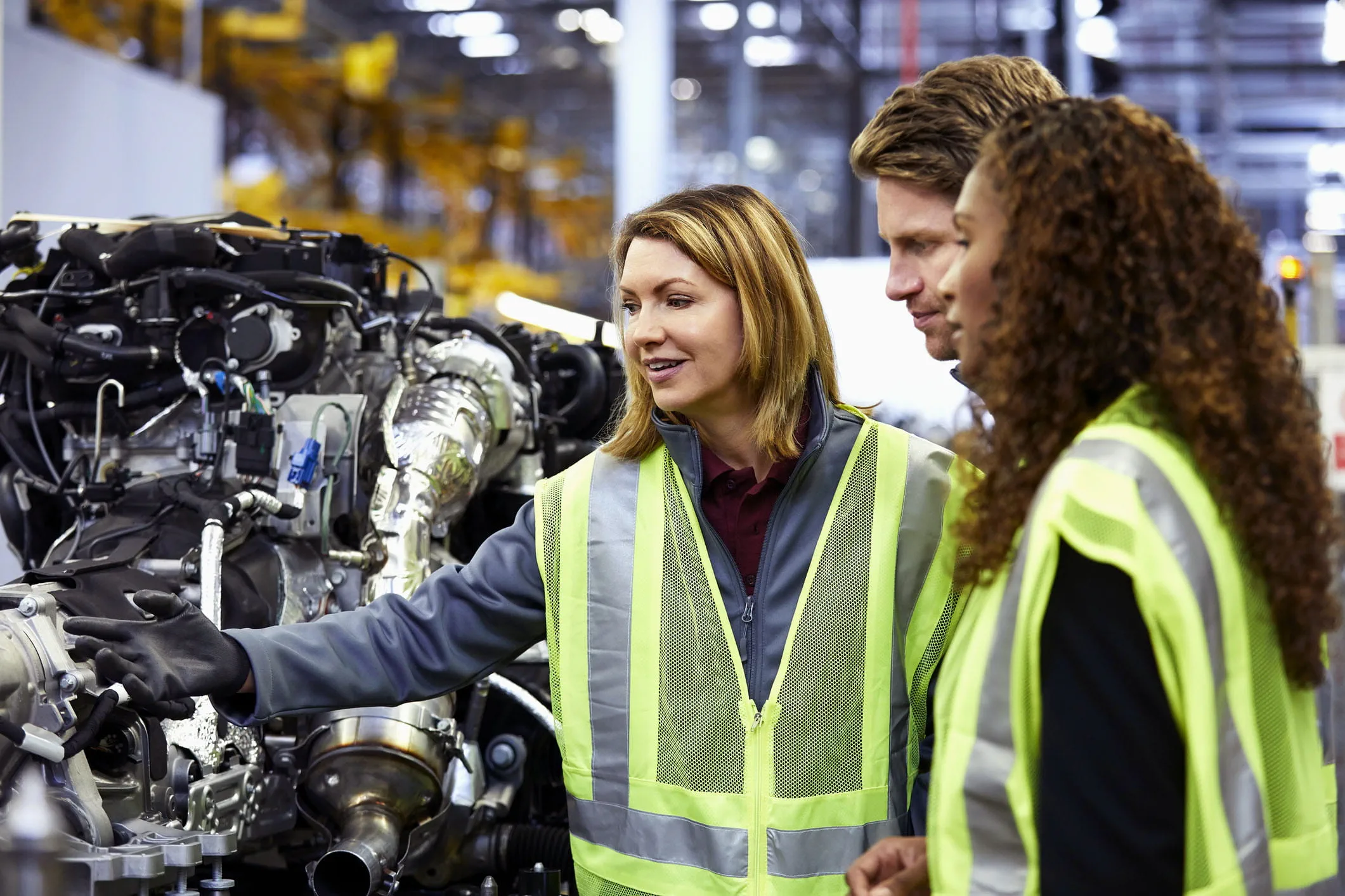 workers at auto plant