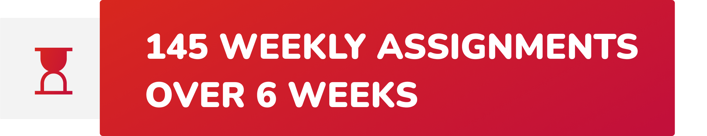 145 Weekly assignments over 6 weeks