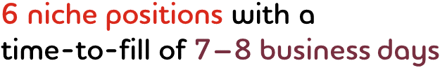 6 niche positions with a  time-to-fill of 7–8 business days 